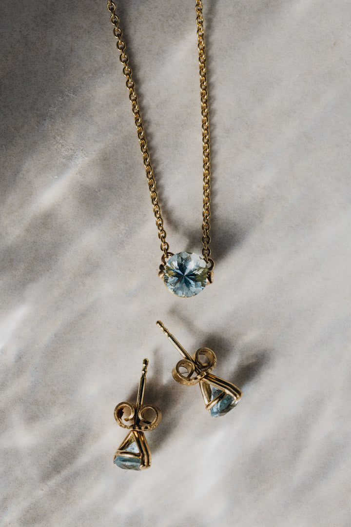 Alassio 18 Karat Gelbgold Aquamarin Kette