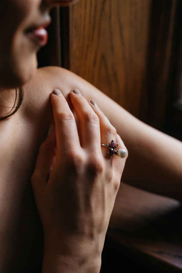 Mon Amour 14 Karat Weißgold Spinell Perlen Anhänger