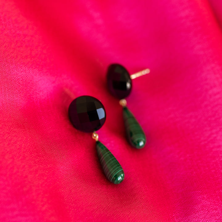 Malachit 14 Karat Gelbgold Onyx Malachit Ohrstecker