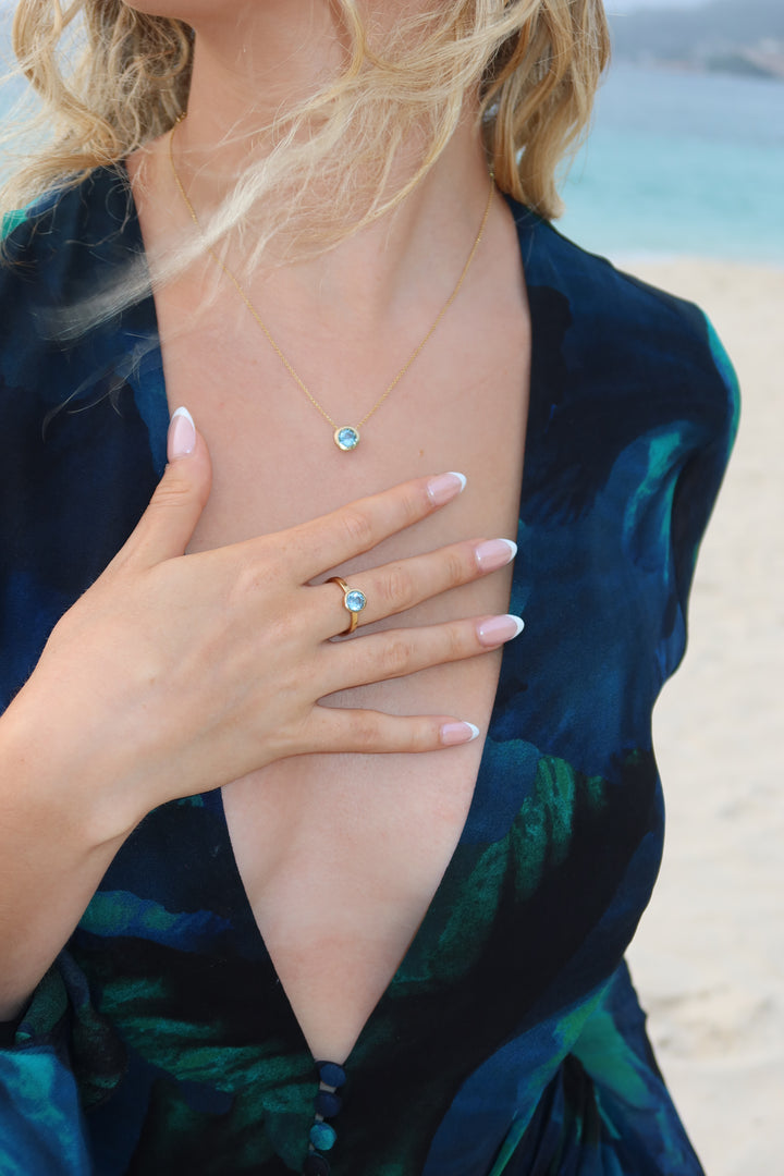 Rio 18 Karat Gelbgold Aquamarin Kette