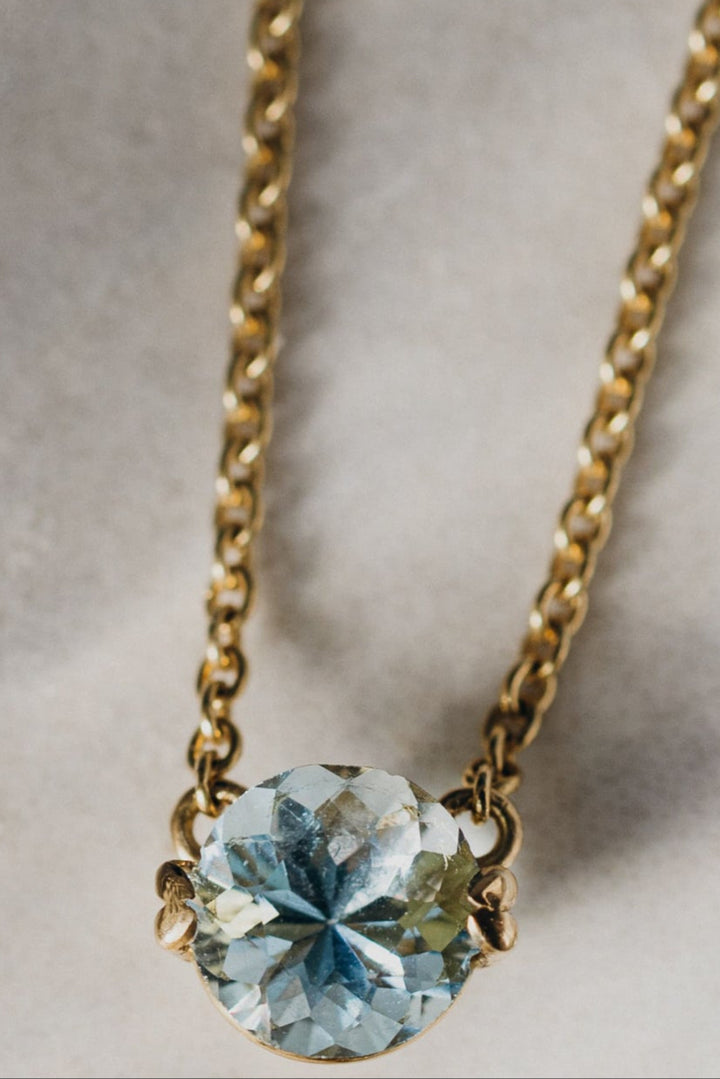 Alassio 18 Karat Gelbgold Aquamarin Kette